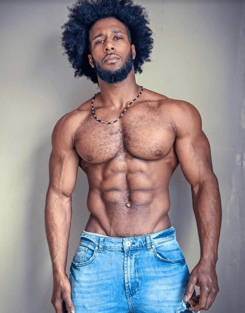 handsome black man, shirtless black man, hunk, muscular man
