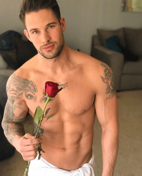 man with a rose, handsome, hunk