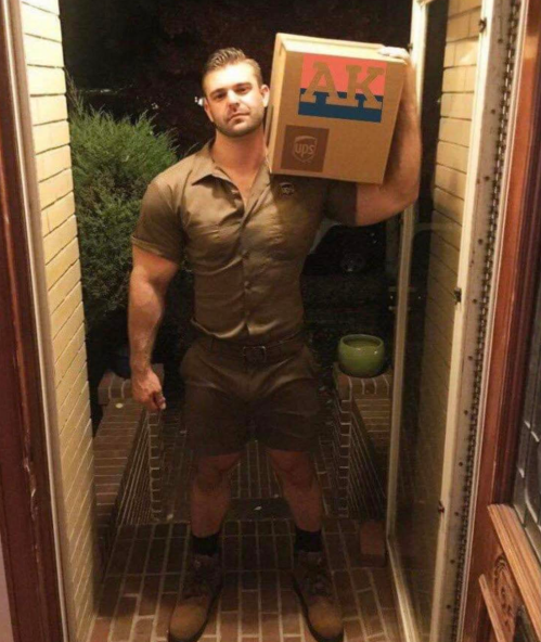 handsome, delivery man