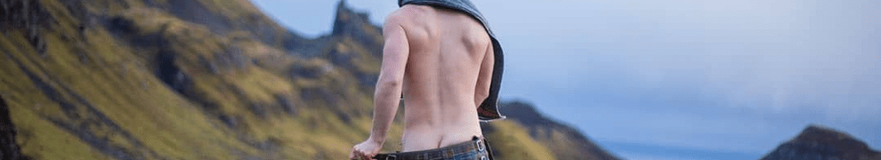 bare ass, man in a kilt, Scotland