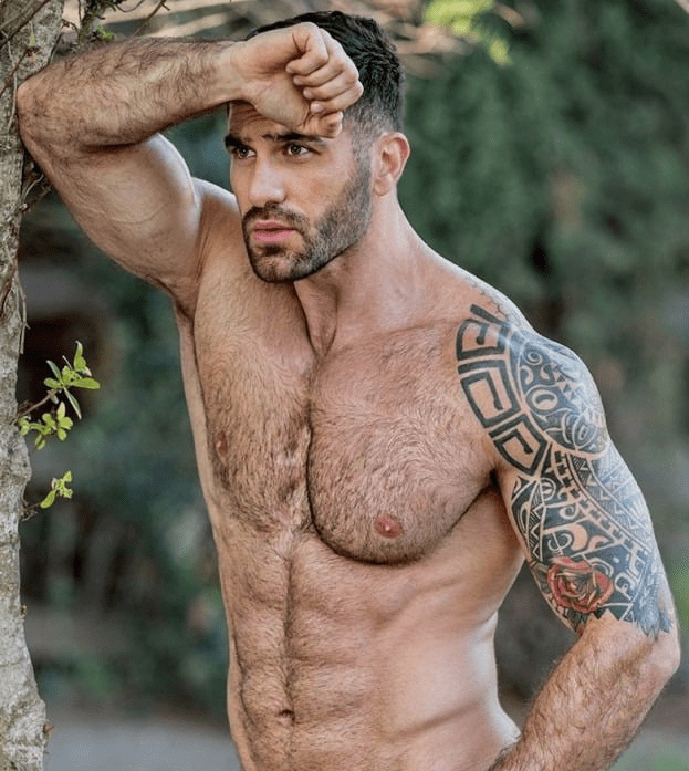 hairy, hunk, handsome man